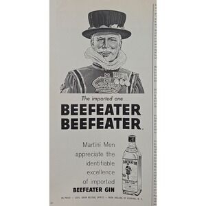 Vintage 1964 Beefeater Gin Advertisement Print - Classic Martini Men Style